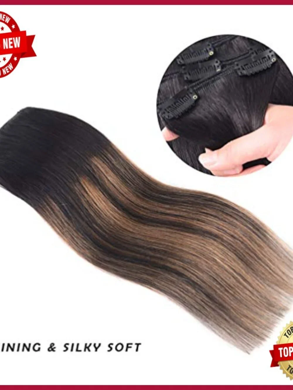 Silky Straight Human Hair Clip-In Extensions 4-Piece Set 60g